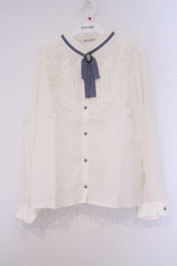 画像1: axes femme / フロントレースハイネックブラウス M キナリ O-26-02-03-028-AX-BL-OW-OS