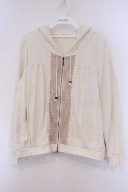 画像1: axes femme / ストライプレースフリルパーカー M キナリ O-26-02-03-032-AX-TO-OW-OS