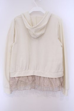 画像2: axes femme / ストライプレースフリルパーカー M キナリ O-26-02-03-032-AX-TO-OW-OS