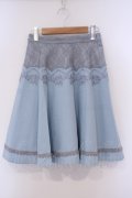 axes femme POETIQUE / レーススカラップ切り替えスカート M サックス O-26-02-03-034-AX-SK-OW-OS