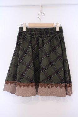 画像2: axes femme POETIQUE / ナナメチェックスカート M グリーン O-26-02-03-035-AX-SK-OW-OS