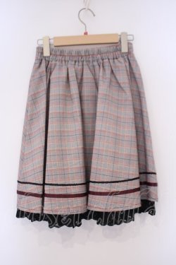 画像2: axes femme POETIQUE / 釦デザインチェックスカート M ワイン O-26-02-03-039-AX-SK-OW-OS