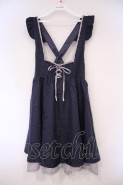 画像1: axes femme POETIQUE / バックデザインサス付きスカート M ネイビー O-26-02-03-043-AX-OP-OW-OS