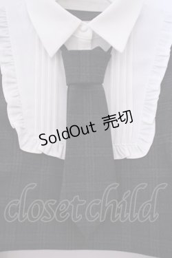 画像2: pium / ネクタイ付きスクエアフリル長袖トップス F ブラックチェック O-26-02-03-047-0-TO-OW-OS