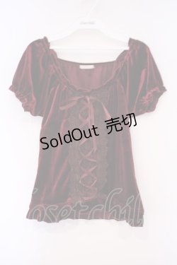 画像1: axes femme / ベロアビスチェ半袖プルオーバー M ワイン O-26-02-03-054-AX-TO-IG-OS