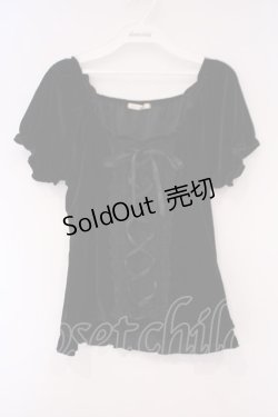 画像1: axes femme / ベロアビスチェ半袖プルオーバー M クロ O-26-02-03-055-AX-TO-IG-OS