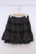 BPN / レース配色ストライプスカート M ベージュ×ブラック O-26-02-03-1039-GO-SK-OW-OS