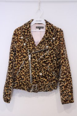 画像1: HELL CAT PUNKS / レオパードベロアライダースジャケット S ベージュ O-26-02-03-1040-PU-JA-OW-OS