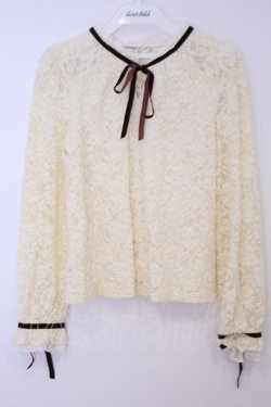 画像1: axes femme / 起毛レースプルオーバー M 生成り×ブラウン O-26-02-03-1002-AX-TO-IG-OS