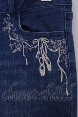 画像2: axes femme / トゥシューズ刺繍デニムパンツ M インディゴ O-26-02-03-1019-AX-PA-IG-OS