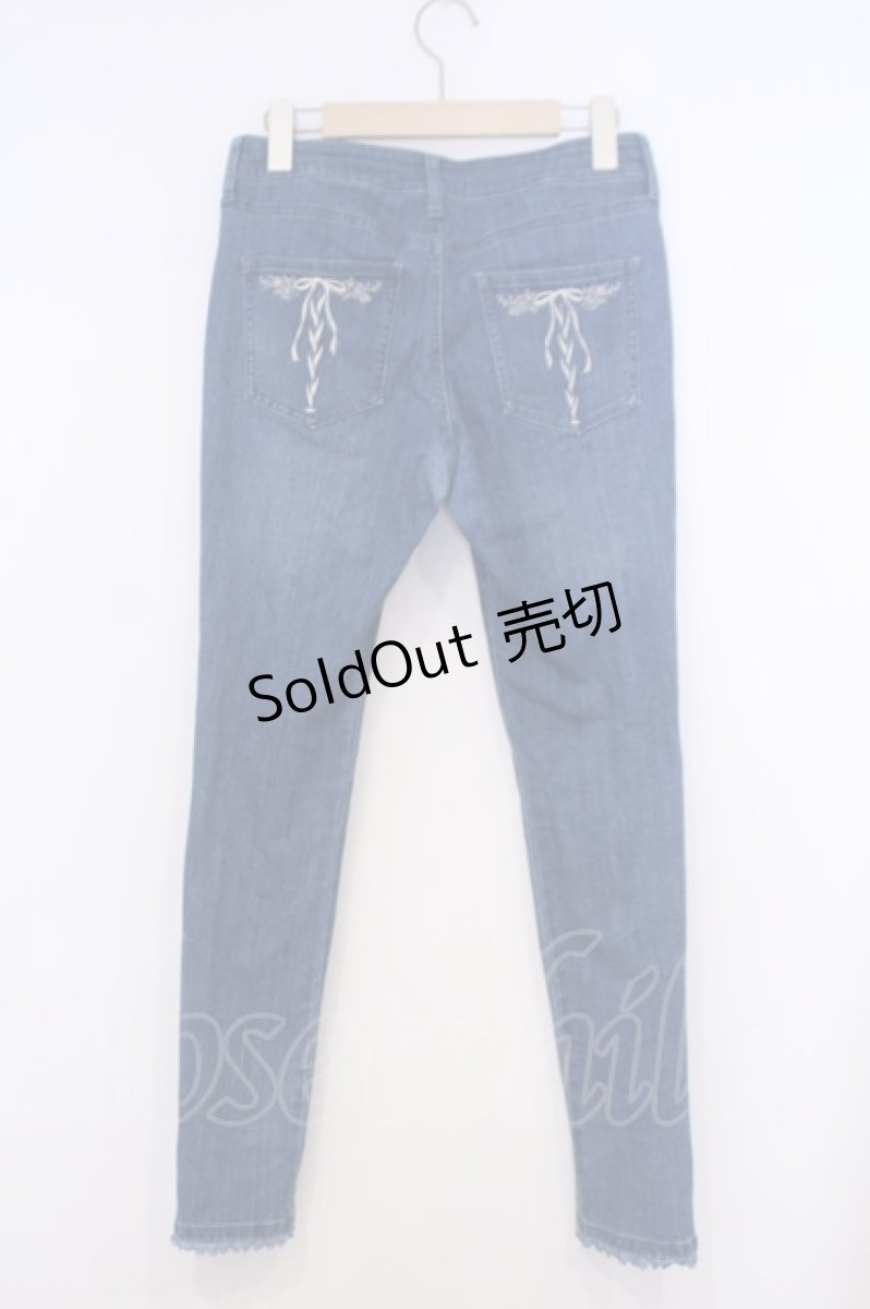 画像3: axes femme / トゥシューズ刺繍デニムパンツ M インディゴ O-26-02-03-1019-AX-PA-IG-ZT451 (3)