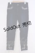 axes femme / 刺繍入りパギンス M インディゴ O-26-02-03-1020-AX-PA-IG-ZT451