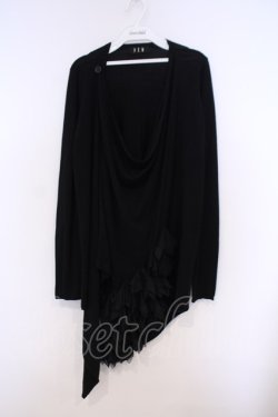 画像1: BPN / 裾フリルニットカーディガン M ブラック O-26-02-03-1022-GO-TO-OW-OS