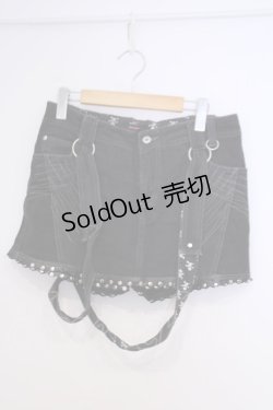 画像1: ALGONQUINS / ストラップ付きショートパンツ F ブラック O-26-02-03-1028-AL-SK-OW-OS