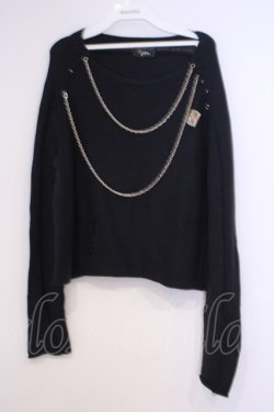 画像1: Sixh / カミソリモチーフダメージニット  青みのあるブラック O-26-02-03-1031-HN-TO-OW-OS