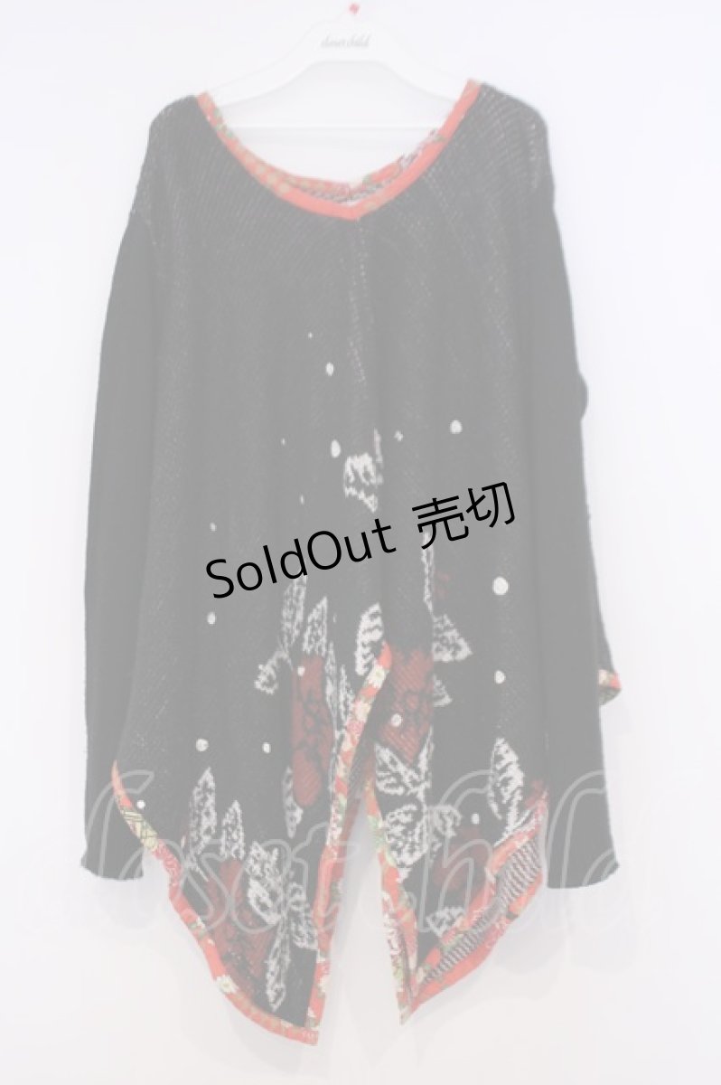 画像1: gouk / 和柄変形ニット  ブラック×レッド O-26-02-03-1033-GO-TO-OW-OS (1)