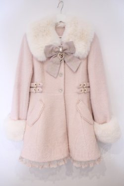 画像1: LIZ LISA / ビジューリボンミニ丈Aラインコート  ピンク O-26-02-03-060-LO-CO-IG-OS