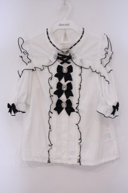 画像1: LIZ LISA / 3つリボンハートチョーカーブラウス  シロ×クロ O-26-02-03-061-LO-BL-IG-OS