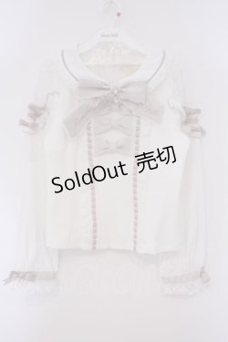 画像1: LIZ LISA / ティアラリボンリブカットブラウス  シロ×ピンク O-26-02-03-062-LO-BL-IG-OS