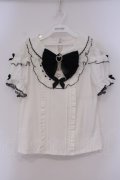 LIZ LISA / はしごレースハートカットブラウス  シロ×クロ O-26-02-03-066-LO-BL-IG-OS
