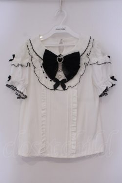 画像1: LIZ LISA / はしごレースハートカットブラウス  シロ×クロ O-26-02-03-066-LO-BL-IG-OS