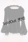 ATELIER PIERROT / Shirring princess sleeve blouse  ブラック O-26-02-03-081-EL-BL-OW-OS