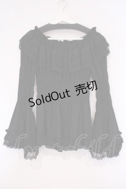 画像1: ATELIER PIERROT / Shirring princess sleeve blouse  ブラック O-26-02-03-081-EL-BL-OW-OS