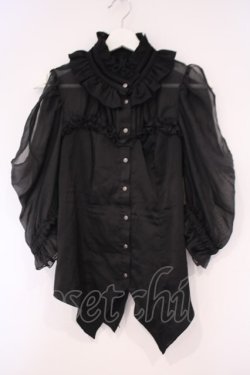 画像1: Hoshibako Works / ミッドナイトスター　オフショルダー半袖ブラウス  クロ O-26-02-03-082-LO-BL-OW-OS