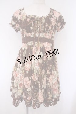 画像1: LIZ LISA / 総レースレースアップワンピース 0 ブラウン O-26-02-03-013-LO-OP-YM-ZT562