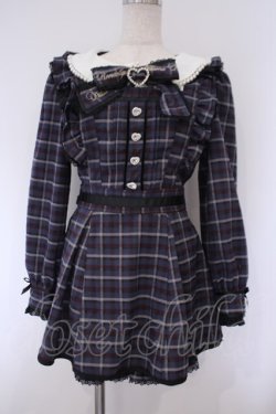 画像1: LIZ LISA / フリルエプロンセットアップ  ネイビー O-26-02-03-016-LO-OP-IG-OS