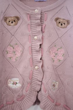 画像2: axes femme kawaii / Rosy Bearニットカーデ M ピンク O-26-02-03-021-AX-TO-OW-OS