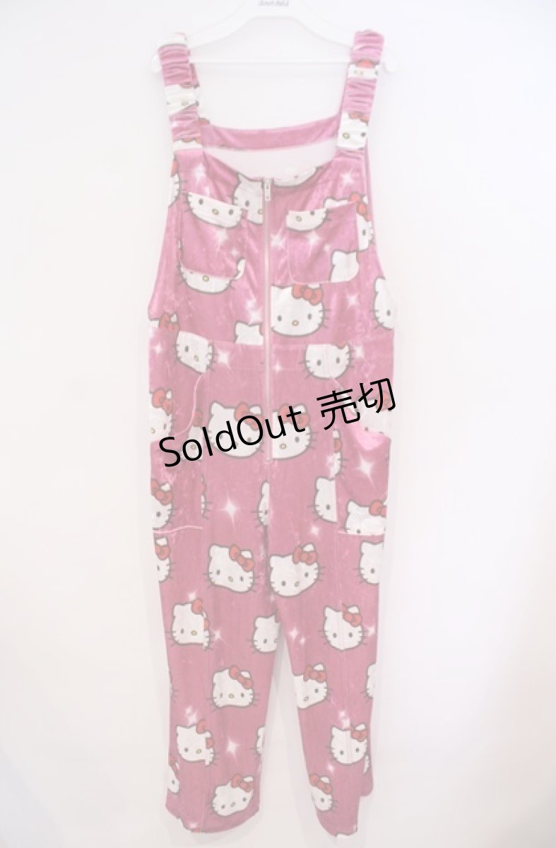画像1: Candy Stripper / 【HELLO KITTY】KILA KILA VELOUR SALOPETTE　サロペット F ピンク O-26-02-04-001-PU-OP-OW-ZT402 (1)