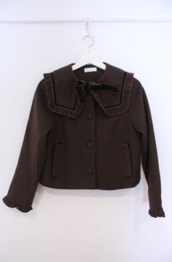 画像1: m petit by misako / セーラー襟ショートコート S ブラウン O-26-02-04-037-LO-CO-OW-OS