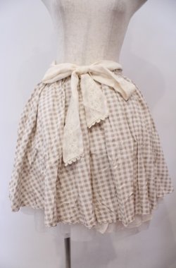 画像1: axes femme / ギンガムチェック柄スカート M ベージュ O-26-02-04-042-AX-SK-OW-OS