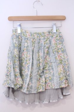 画像2: axes femme / 裾プリーツ使い花柄スカート M サックス O-26-02-04-043-AX-SK-OW-OS