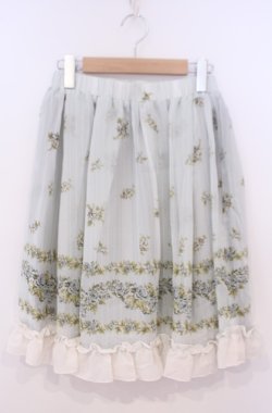 画像1: axes femme / ローズ&ストライププリントスカート M グリーン O-26-02-04-045-AX-SK-OW-OS