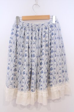 画像2: axes femme / 花柄スカート M ブルー O-26-02-04-046-AX-SK-OW-OS