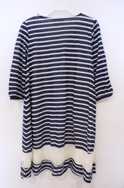 画像2: axes femme / ボーダーレースチュニック M ネイビー O-26-02-04-047-AX-OP-OW-OS