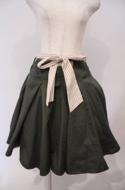 画像1: axes femme / ストライプリボンスカート M グリーン O-26-02-04-048-AX-SK-OW-OS