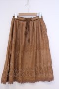 axes femme / スエード刺繍ロングスカート  キャメル O-26-02-04-1048-AX-SK-IG-OS