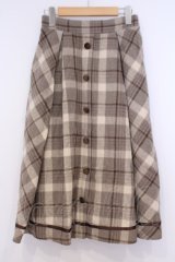 axes femme / シャギーチェックミディスカート  ベージュ O-26-02-04-1052-AX-SK-IG-OS