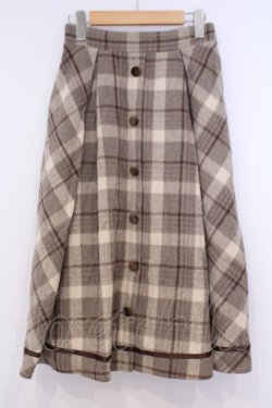 画像1: axes femme / シャギーチェックミディスカート  ベージュ O-26-02-04-1052-AX-SK-IG-OS
