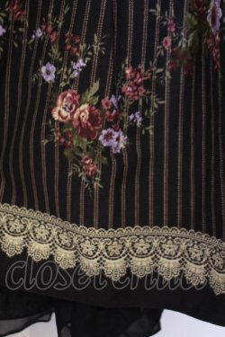 画像2: axes femme / フラワーブーケストライプスカート  クロ O-26-02-04-1057-AX-SK-IG-OS