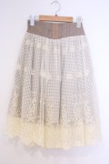 axes femme POETIQUE / 刺繍チュールギンガムリネンスカート  生成り O-26-02-04-1059-AX-SK-IG-OS
