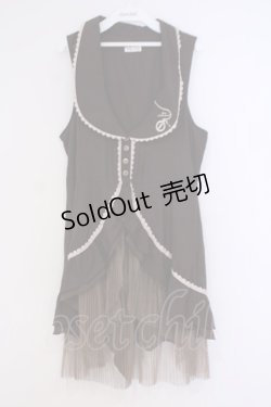 画像1: axes femme / 刺繍入りロングベスト M ブラウン O-26-02-04-1060-AX-TO-IG-OS