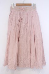 axes femme / 刺繍ロングスカート M ピンク O-26-02-04-1062-AX-SK-IG-OS