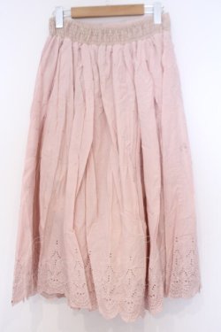 画像3: axes femme / 刺繍ロングスカート M ピンク O-26-02-04-1062-AX-SK-IG-OS