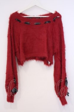 画像1: axes femme kawaii / ルーズシャギーニットプルオーバー  アカ O-26-02-04-1066-AX-TO-IG-OS