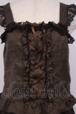 画像2: axes femme / グレンチェックビスチェ&スカートセットアップ  ブラウン O-26-02-04-1007-AX-OP-IG-OS