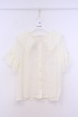 画像1: axes femme / パールビッグ襟ブラウス  アイボリー O-26-02-04-1074-AX-BL-IG-OS